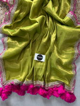 Pista Pink Designer  Handloom Raga Tissue Saree